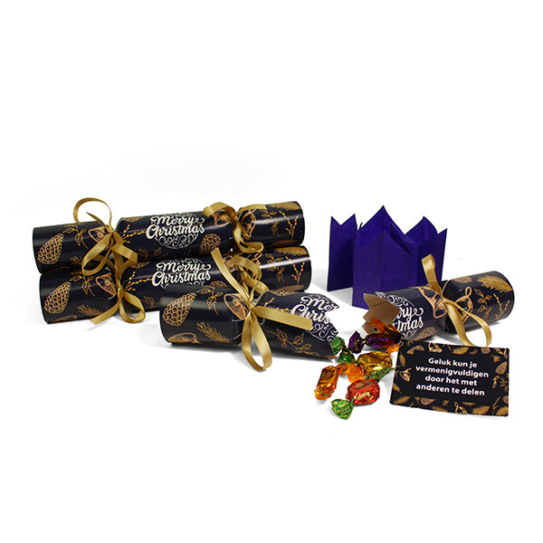 Christmas crackers blauw open