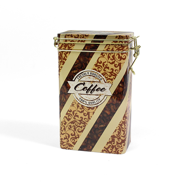 Hoog koffieblik met koffiedruk