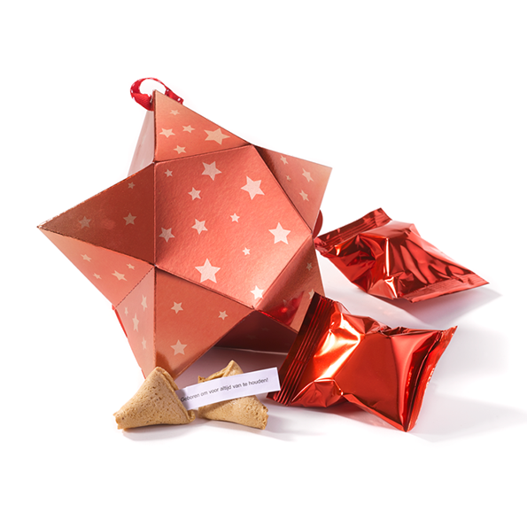 Medium roden ster met fortune cookies