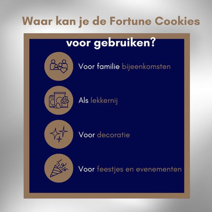 Fortune Cookies in feestelijke doos - 100 stuks goud en zilver