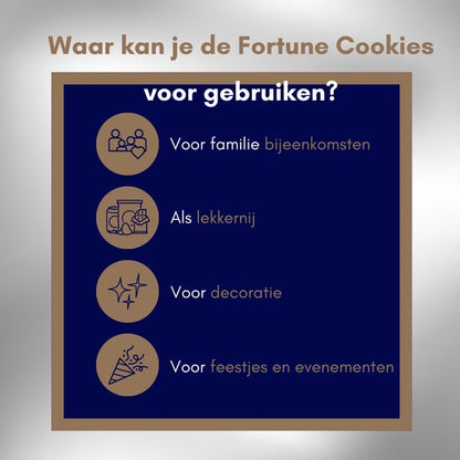 Gelukskoekjes in feestelijke doos - 50 stuks zilver