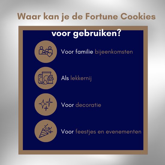 Fortune Cookies in feestelijke doos - 100 stuks goud