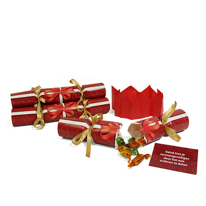 Christmas crackers uitdeeldoos - 12 stuks - rood