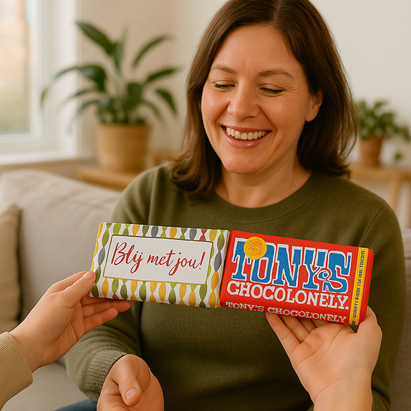Tony's Chocolonely blij met jou! sfeerfoto